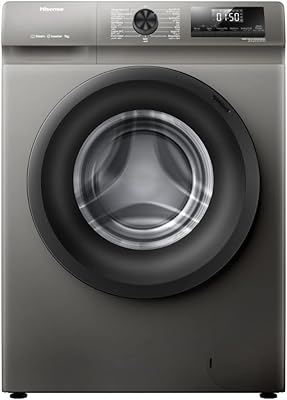 Hisense washing machine WFQP7012EVMT with front loading, 7 kg, inverter engine, 1200 rpm, titanium silver, 1 year warranty.. DIAYTAR NIGERIA delivers happiness in 5-8 days with our affordable and diverse product range.