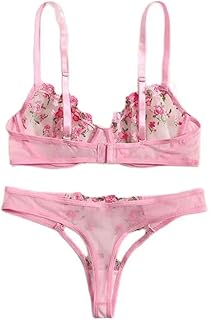 Sexy two-piece lingerie set for women flora with bras and transparent panties, size S.. Shop smart with DIAYTAR NIGERIA, offering a vast product range delivered to your doorstep within a week.