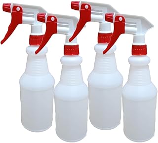 LACOT 750 ml (25oz) spray bottles with colored triggers, empty pulverizers rechargeable HDPE plastic for cleaning/gardening/salons, etc. Bottles of leaks resistant, 4 rooms/package (red).. Home to endless choices and pocket-friendly prices — DIAYTAR Nigeria.
