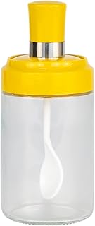 Spice jar with cusin art spoon 240 ml, transparent yellow.. DIAYTAR NIGERIA makes online shopping accessible to all with budget-friendly prices and reliable delivery.
