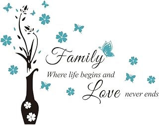 Uilmniy large 60x47 inches family quotes Flowers Decor wall sticker Mural vase butterflies DIY family quotes where life begins and love never ends vinyl removable wall sticker afn08.. DIAYTAR NIGERIA delivers affordability and convenience with every purchase, shipped within the week.