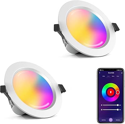 LED built-in LED ceiling lights, pack of 2 smart lights with variable RGB intensity + warm white + control by application, lighting in Bluetooth mesh 2700k-6500k for living room, bedroom, kitchen, kTV, bars (15w 1200lm).. Your digital shopping companion, DIAYTAR NIGERIA offers unmatched value with nationwide shipping.