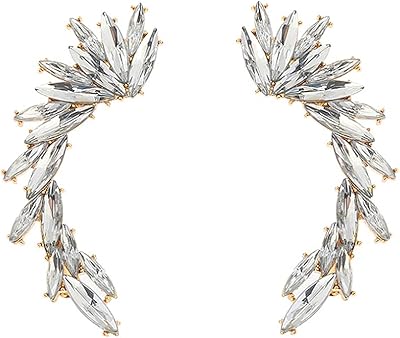 Crystal earrings with climbing leaves, shiny shiny zircon with metal ear clip, Creole Earrings studded for women and girls.. DIAYTAR NIGERIA: Where thousands of products meet affordable prices and reliable 5-8 day delivery.