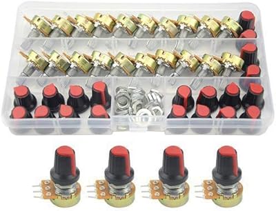 WGCD WMYCONGCONG Lot of 20 rotary potentiometers with linear Moleté B10K 10K ohm ohm with hoods (B10K).. DIAYTAR NIGERIA: Where countless products meet affordable prices and reliable nationwide shipping.