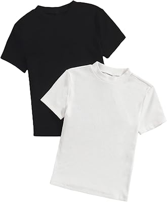 Basic two-piece basic t-shirt with short sleeves and high collar for women.. Unlock access to a wide range of products with DIAYTAR NIGERIA's affordable e-commerce platform.