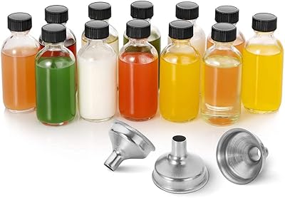 Alykdon mini transparent bottle of 2 oz with lid, with 3 stainless steel funnels, Boston round sample bottle, mini travel bottle for juice, ginger, oil, liquid, without leak (6 pieces, 60 ml).. Shop efficiently with DIAYTAR NIGERIA, offering thousands of products at unbeatable prices delivered promptly.