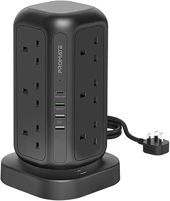 Promide 3250 W power cord 12 Ca outputs, USB-C 20 W power port, QC 18 W port, 2 smart USB ports, 3 m cable and overvoltage protection for iPhone 13, MacBook Pro, devices, Power Tower-3.. Your digital shopping destination, DIAYTAR NIGERIA combines variety with affordability and quick delivery.