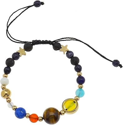Galaxy bracelet of the universe of the solar system, handmade, in natural stone pearls, eight planets of the solar system, birthday present, Valentine's Day, for friends and family.. DIAYTAR NIGERIA makes online shopping accessible to all with budget-friendly prices and reliable delivery.