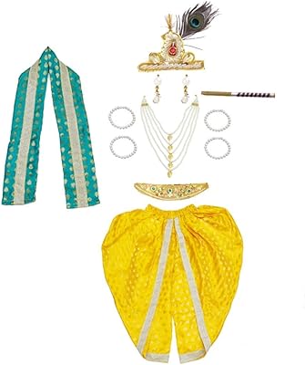 Krishna dress from Atsmicustom for little boys, Dhoti set with complete accessories, Little Kanha costume for little boys.. DIAYTAR NIGERIA: Your trusted e-commerce partner with extensive product choices and affordable delivery.