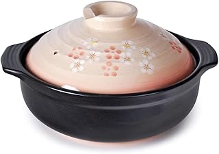 Japanese design Donabe ceramic bowl from the Hinomaru collection with Hana Sakura floral motif (8.5 inches in diameter).. DIAYTAR NIGERIA: Empowering Nigerians with access to affordable products and reliable 5-8 day delivery.