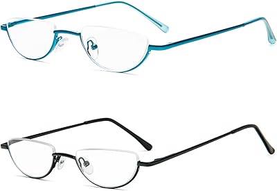 MMOWW Lot of 2 half-moon reading glasses for men and women, half-mounting in fine metal, glasses without mount with spring hinges.. Discover a new way to shop with DIAYTAR NIGERIA's comprehensive marketplace and quick delivery options.