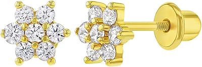 Gold -plated zirconic flower earrings, without danger for children and toddlers 5 mm - Earrings with delicate and sparkling flowers for little girls - Magnificent flowers of flowers.. DIAYTAR NIGERIA redefines convenience with our diverse marketplace and affordable nationwide shipping.