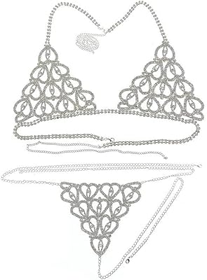 Sexy body chain in the shape of a heart in silver and rhinestones for women and girls, 3, alloy, without precious stones.. Transform how you shop with DIAYTAR NIGERIA's vast selection and budget-friendly delivery options.