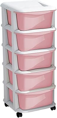 Storage cabinet for 5 -level clothing, plastic storage box with casters, toy organizer, living room, bathroom (37, pink).. Nigeria's most loved e-commerce platform delivers affordable shopping solutions to your doorstep.