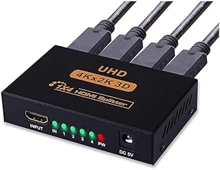 HDMI 3D XLT 4K 1 in 4 outputs with metal housing and connectors.. DIAYTAR NIGERIA revolutionizes e-commerce with our affordable prices and dependable delivery timeframes.
