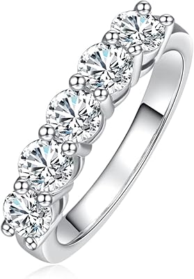 Moissanite ring 5 stones 1.5 carat, laboratory diamond color D, stackable silver rings gold plated for women with certificate.. Shop across categories at DIAYTAR NIGERIA with the confidence of affordable prices and delivery within 8 days.