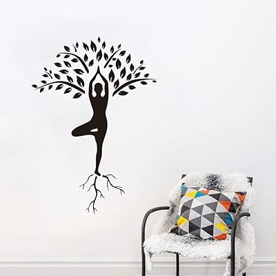 MURAL STICKER TREE OF LIFE FOR YOGA Women, For Interior Decoration, Yoga Namaste Studio (TM-3 Black).. DIAYTAR NIGERIA makes every purchase count with our affordable prices and reliable 5-8 day shipping.