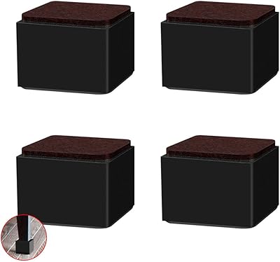 Square furniture lifting feet, carbon steel sofa feet, self-adhesive replacement feet for bed/dining table/TV/chest of drawers, capacity of 2000 kg, black, batch of 4 rooms (8x8x5.2 cm).. Browse, shop, and receive — DIAYTAR Nigeria keeps it simple.