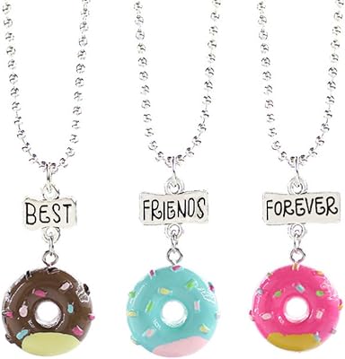 Best Friends Forever Friendship Collars: 3 pieces of necklaces with artificial BFF artificial donut for student girls.. DIAYTAR NIGERIA delivers more than products - we deliver affordable solutions within days.