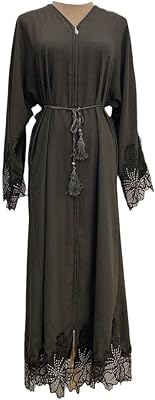 Abaya with open zipper for Muslim women fashion with belt.. Elevate your shopping experience with DIAYTAR NIGERIA's vast catalog and budget-friendly options.