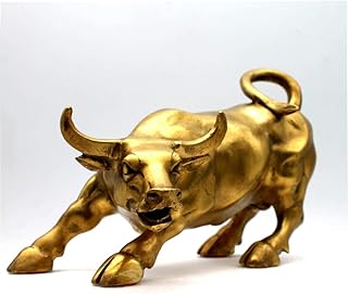 Lesdbai Feng Shui Fortune Statue Brass W Street Bull, Home Decoration Sculpture with golden brass bull representing good luck in business and wealth.. Your go-to destination for affordable online shopping, DIAYTAR NIGERIA delivers in under 8 days.