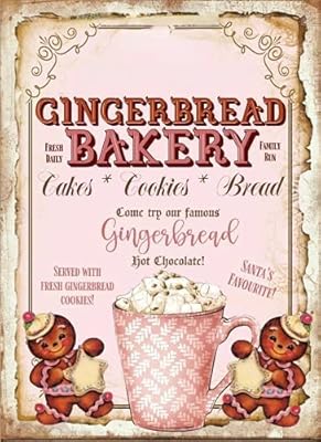 Sign of chic pink chic Christmas gingerbread, hot cocoa, retro metal panel, vintage wall decoration for restaurants, cafes, ads, garage, boy's bedroom, metal wall decoration, 6x8 inches.. DIAYTAR NIGERIA makes quality accessible with low prices and reliable 5-8 day nationwide delivery.