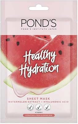 Pond's Healthy fabric mask to hydrate rejuvenated and soft skin, watermelon, with 100 % natural watermelon extract, hyaluronic acid and vitamin E, 25 ml.. Shop with purpose and save with DIAYTAR NIGERIA's extensive platform and nationwide delivery service.