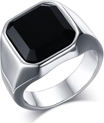 Square stainless steel rings for men onyx black ring.. Transform your shopping experience with DIAYTAR NIGERIA's vast product selection delivered at unbeatable prices.