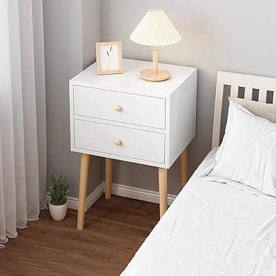 Simi bedside table with fabric drawer, bedside table with solid wood, simple and practical side table (white).. DIAYTAR NIGERIA: Your affordable gateway to thousands of products delivered within a week.