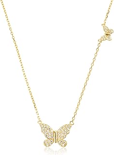 Collars with double butterfly pendant in silver sterling 925 for women and girls, silver chain necklace 925 18 -carat gold plated with cubic zirconies, gift jewelry for women.. Tired of overpriced goods and slow delivery? DIAYTAR Nigeria brings affordability and speed together with a wide selection of products.