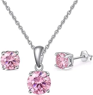 Collar set and earrings with pendant with birth stone for women - Sterling silver jewelry gift 925 for women. Complete jewelry set with presentation gift box... Shop the future with DIAYTAR NIGERIA - thousands of products, unbeatable prices, delivery within a week.