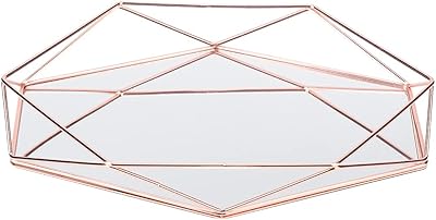 Jewelry tray, organizer of golden mirror party jewelry for cosmetics and jewelry (rose gold).. Experience the simplicity of DIAYTAR NIGERIA's extensive marketplace with delivery within 8 days.