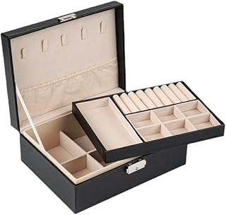Amater jewelry storage box, double -layer storage case, storage bag for jewelry display, gift for women and girls - black.. DIAYTAR NIGERIA: Bringing quality products to your doorstep at prices that won't break the bank.
