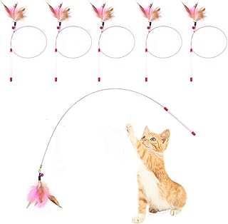Feathered toys for cats, 5 interactive wand for kitten with bell pearls for indoor exercise, fun game gifts.. Nigeria's favorite online shopping platform, DIAYTAR offers unbeatable prices and delivery within a week.
