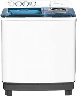 Semi-automatic washing machine with double super general tank, 8 kg, white/blue, efficient loading washing machine with tall filter, spin, SGW-85, 82.7 x 48.5 x 92.5 cm, 1 year warranty.. Discover a world of affordable shopping with DIAYTAR NIGERIA's vast marketplace delivered to you in days.