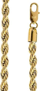 Golden chain necklace of Dubai collections, rope clasp, large lobster plated Diamond real for men and women, made in the United States 24 Carats 7 mm, metal.. Discover endless shopping possibilities at DIAYTAR NIGERIA, with budget-friendly prices and reliable delivery.