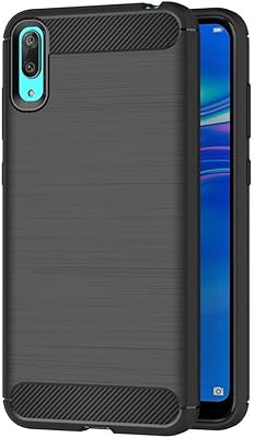 Protective shell for Huawei Y7 Pro 2019 (6.25 inches) in flexible luxurious silicone brushed with a carbon fiber texture (black).. DIAYTAR NIGERIA: Where every shopping need is met with affordable prices and timely delivery.
