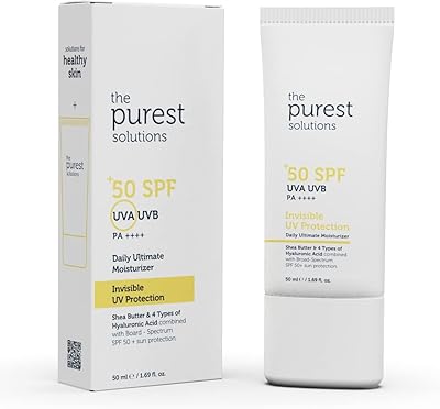 The Puret Solutions Invisible UV Protection (Daily Intensive Moisturizer SPF 50+) - Hyaluronic acid and shea butter for daily hydration - Suncreaming - All skin types - Vegan | without cruelty (50 ml).. Shop confidently with DIAYTAR NIGERIA, offering affordable prices and reliable delivery within a week.