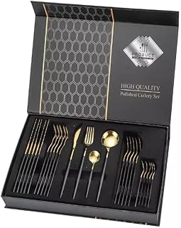 Luxury gold and silver cutlery (24 pieces) Gift box.. DIAYTAR NIGERIA brings affordable shopping to your fingertips with reliable delivery in less than 8 days.