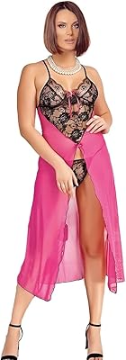 Fuchsia women lace tulle tulle nightie night shirt g-string lingerie lace shirt long night clothes.. Discover shopping reimagined with DIAYTAR NIGERIA's extensive catalog and 5-8 day delivery service.