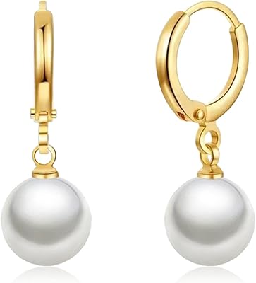Women's pearl earrings | Set of Hypoallergenic Hypoallergenic Hypoallergenic Earls 18 Carats Plated Women, White 10 mm, Copper, Cubic Zirconia.. Your complete e-commerce destination, DIAYTAR NIGERIA combines variety with budget-friendly nationwide shipping.