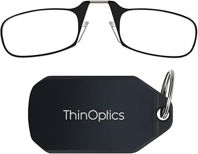Rectangular reading glasses with Thinkoptics keychain.. Discover endless possibilities with DIAYTAR NIGERIA's comprehensive selection and reliable shipping.