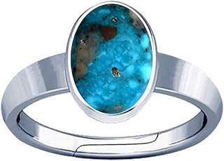Divya Shakti 12.25-12.50 Carats Hassaini Iranian Turquoise Firoza Precious Stone Silver United Ring Adjustable Design For Men and Women.. DIAYTAR NIGERIA delivers happiness in 5-8 days with our affordable and diverse product range.
