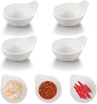 Sauce dishes, Round condiments dishes with handle, soak bowl for sushi, small aperitif plates, condiment dishes for kitchen and restaurant (white - 4 rooms).. DIAYTAR NIGERIA: Where quality meets affordability, with thousands of products delivered in less than 8 days.