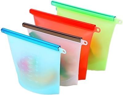 Reusable ECV reusable food storage bags, BPA -free silicone sandwich bags for the storage of seasoned foods, vegetables, meat and liquid fruits, 4 pieces.. Shop smart with DIAYTAR NIGERIA, offering a vast product range delivered to your doorstep within a week.