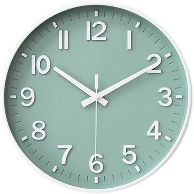 Silent wall clock Hz HC HL 12 inch without tick-tac for living room, bedroom, kitchen, office (green and white).. DIAYTAR NIGERIA: Putting quality products within reach of every Nigerian through our affordable marketplace.
