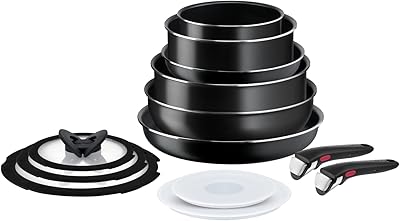 Tefal Ingenio Set of 13 pots and stoves that are easy to set up, stacking with removable handle, space -saving, non -stick and without induction, black, L1599243.. Shop smart, shop DIAYTAR — Nigeria’s trusted e-commerce site.