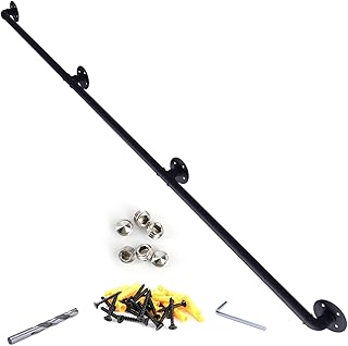 Mozata 10 -foot staircase ramp, handrail in black tube for interior staircases, 440 lb load capacity, industrial style in galvanized steel, hw24 bbg.. DIAYTAR NIGERIA brings the marketplace to your screen with affordable products delivered in 5-8 days.