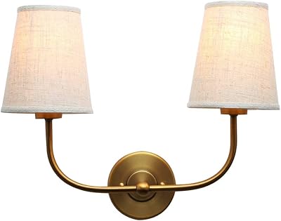 Ancient double applique to 2 vintage primo lamps with flared funnel in beige linen.. Easy checkout, quick delivery — shop now on DIAYTAR Nigeria.