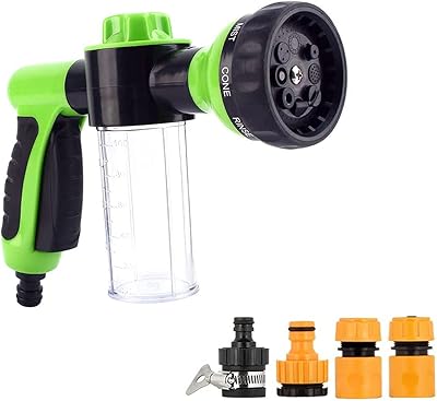 Foam sprayer, spray nozzle for watering hose, water foam pistol with soap/fertilizer tank, 8 -modes jet sprayer - tube sprayer with pets, car washing, gardening and lawn (green).. DIAYTAR NIGERIA puts thousands of products at your fingertips with affordable prices and delivery within a week.